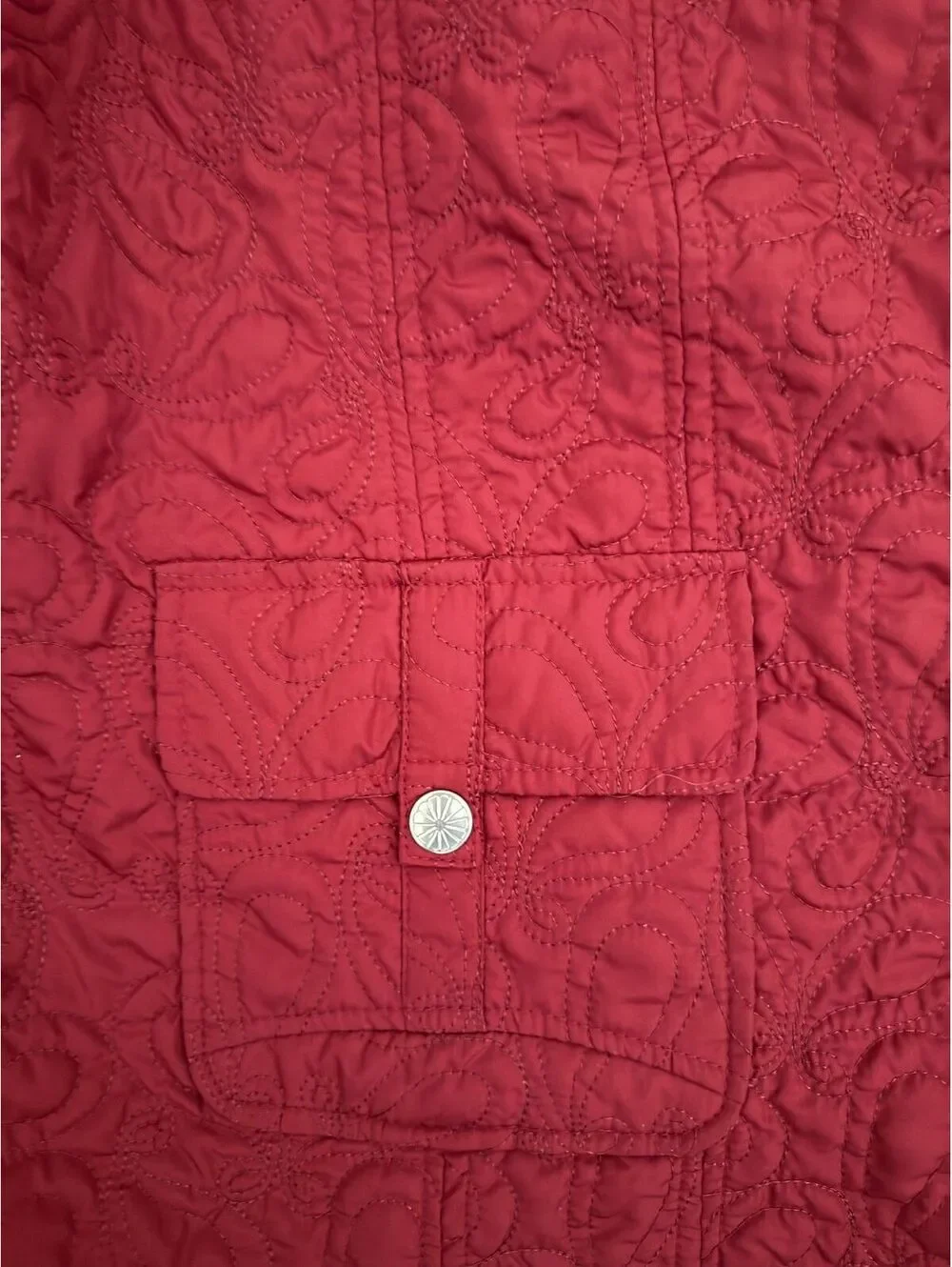 CJ Banks Women's Jacket Coat Size 3X Red Wine Outerwear Polyester Snaps Pockets